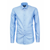 Голубая приталенная мужская рубашка Poggino 5005-13 в ромбик-1