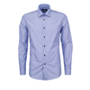 Синяя приталенная рубашка в полоску с длинными рукавами-1