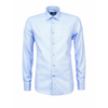Голубая приталенная рубашка с длинными рукавами и манжетами под запонки-1