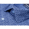 Темно-синяя приталенная рубашка в цветочек с коротким рукавом-2