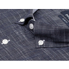 Темно-синяя приталенная рубашка меланж с коротким рукавом-2
