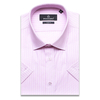 Розовая приталенная рубашка в полоску с коротким рукавом-3