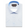 Голубая приталенная рубашка в ромбах с коротким рукавом-3