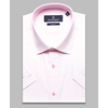 Розовая приталенная рубашка в отрезках с коротким рукавом-4