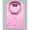 Розовая приталенная рубашка с коротким рукавом-4
