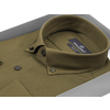 Темно-оливковая приталенная рубашка с длинными рукавами и воротником баттен-даун-2