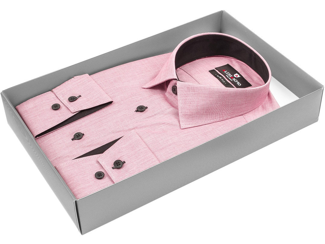 Модная приталенная мужская рубашка Alessandro Milano 3001-18 с длинными рукавами купить в Москве недорого