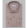 Серо-коричневая приталенная рубашка с длинными рукавами-3
