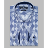 Синяя приталенная рубашка в ромбах с длинными рукавами-4