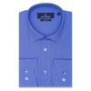 Синяя приталенная рубашка в горошек с длинными рукавами-3