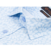 Голубая приталенная рубашка в листьях с длинными рукавами-2