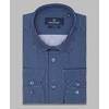 Темно-синяя приталенная мужская рубашка в горошек с длинными рукавами-4