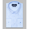 Голубая приталенная рубашка в огурцах с длинным рукавом-4