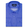 Синяя приталенная мужская рубашка в узорах с длинным рукавом-3