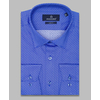 Синяя приталенная мужская рубашка в узорах с длинным рукавом-4