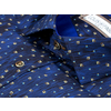 Темно-синяя приталенная мужская рубашка в узорах с длинными рукавами-2