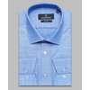 Голубая приталенная мужская рубашка в отрезках с длинным рукавом-4