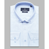 Голубая приталенная мужская рубашка с длинными рукавами-4