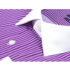 Комбинированная фиолетовая приталенная рубашка в полоску с длинными рукавами-2