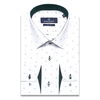Белая приталенная рубашка в квадратиках с длинными рукавами-3