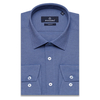 Сине-серая приталенная рубашка Poggino с длинными рукавами-3