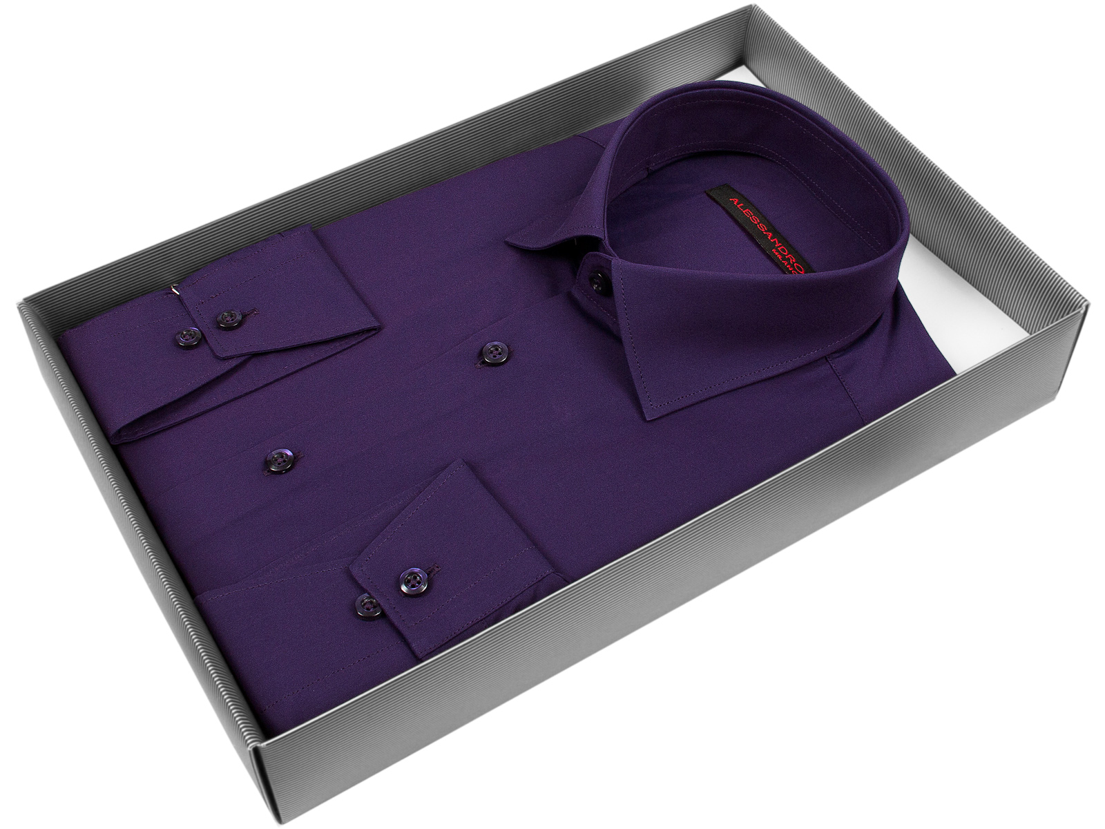 Мужская рубашка Alessandro Milano Limited Edition приталенный цвет фиолетовый однотонный купить в Москве недорого