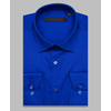 Синяя приталенная рубашка с длинными рукавами-4