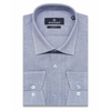 Светло-синяя приталенная рубашка меланж с длинными рукавами-3