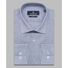Светло-синяя приталенная рубашка меланж с длинными рукавами-4