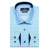 Turquoise fitted shirt in patterns with long sleeves-3
