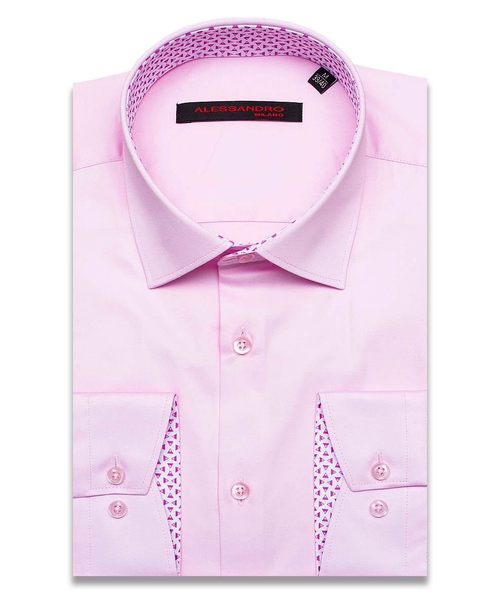 Розовая приталенная мужская рубашка Alessandro Milano Limited Edition 2075-33 с длинными рукавами