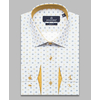Светло-серая приталенная рубашка в квадратиках с длинными рукавами-4