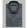 Базальтово-серая приталенная рубашка с длинными рукавами-4