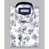 Белая приталенная рубашка в цветах с длинными рукавами-4