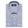 Светло-синяя приталенная рубашка меланж с длинными рукавами-3