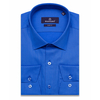 Синяя приталенная рубашка в узорах с длинным рукавом-3