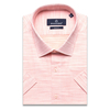 Пастельно-розовая приталенная рубашка меланж с коротким рукавом-3