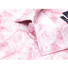 Розовая приталенная рубашка в огурцах с коротким рукавом-2