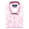 Розовая приталенная рубашка в огурцах с коротким рукавом-3