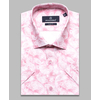 Розовая приталенная рубашка в огурцах с коротким рукавом-4