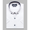 Белая приталенная рубашка с коротким рукавом-4