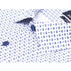 Белая приталенная рубашка в темно-синих отрезках с коротким рукавом-2