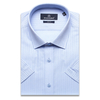 Голубая приталенная рубашка в полоску с коротким рукавом-3