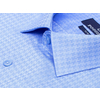 Синяя приталенная рубашка в узорах с коротким рукавом-2