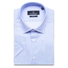 Голубая приталенная рубашка в полоску с коротким рукавом-3