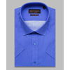 Синяя приталенная рубашка в горошек с коротким рукавом-4