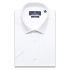 Белая приталенная рубашка в горошек с коротким рукавом-3