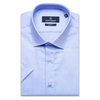 Голубая приталенная рубашка с коротким рукавом-3