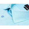 Бирюзовая приталенная рубашка в галочках с коротким рукавом-2