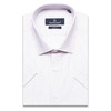 Белая приталенная рубашка в полоску с коротким рукавом-3